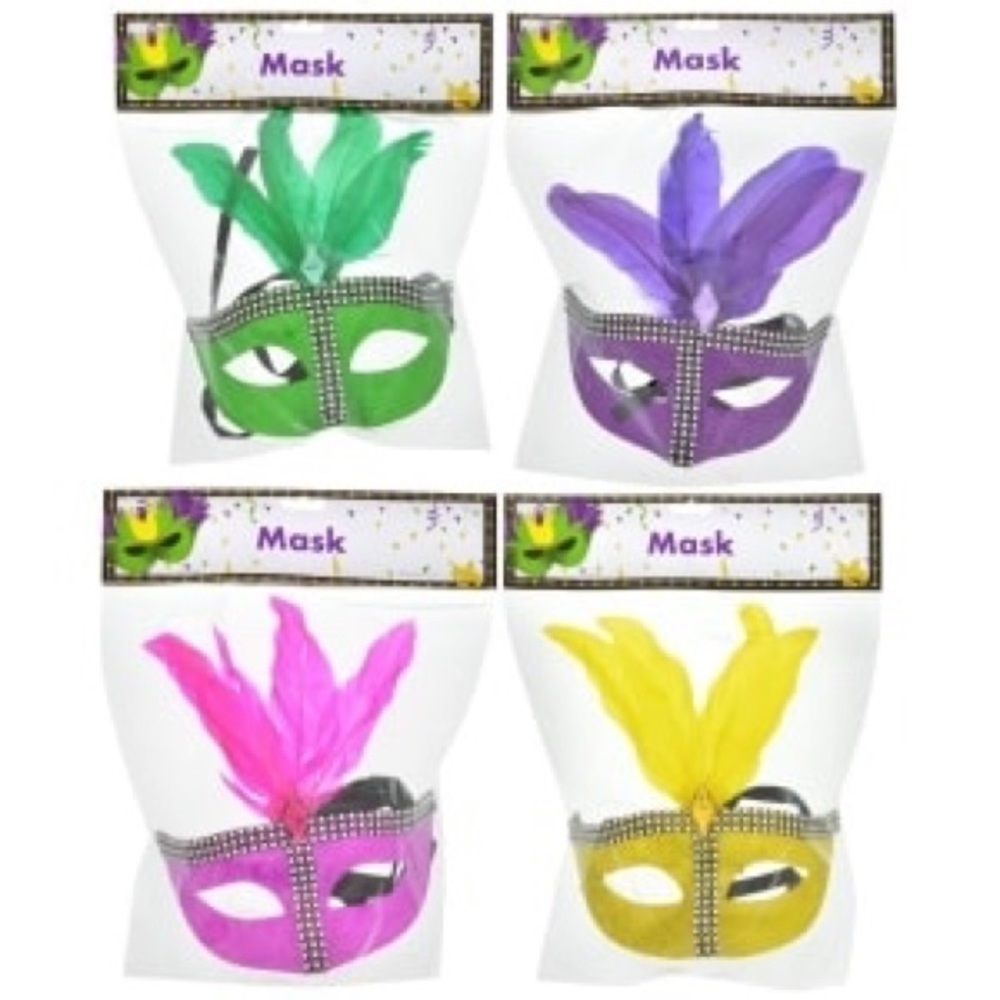 BLUE FEATHER MARDI GRAS MASK NWT - Picture 3 of 4